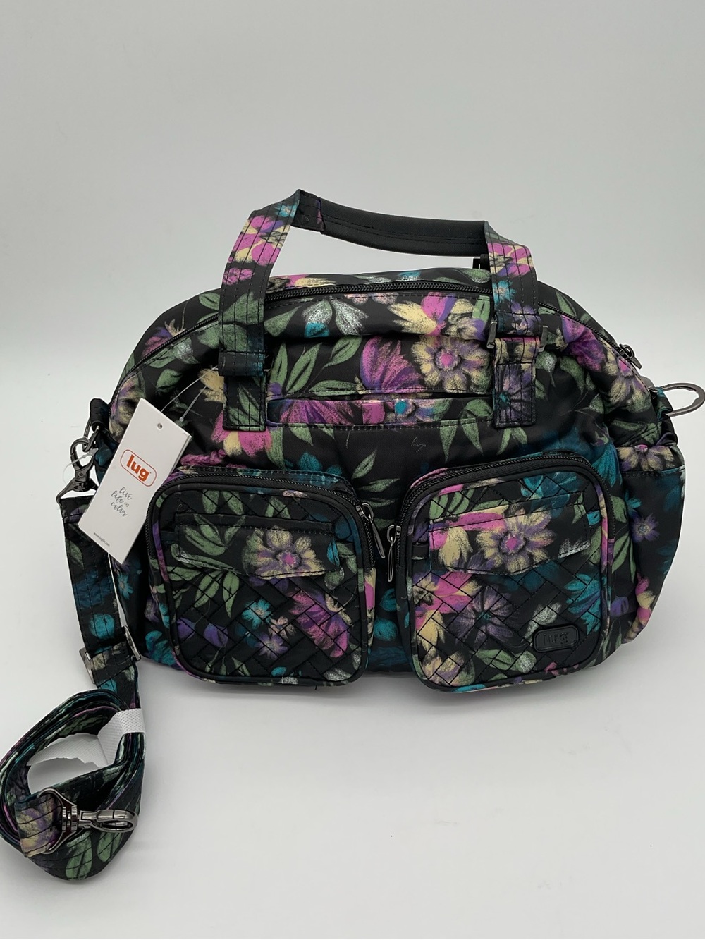 lug Jumper Floral Quilted Crossbody Bag - Black Multi